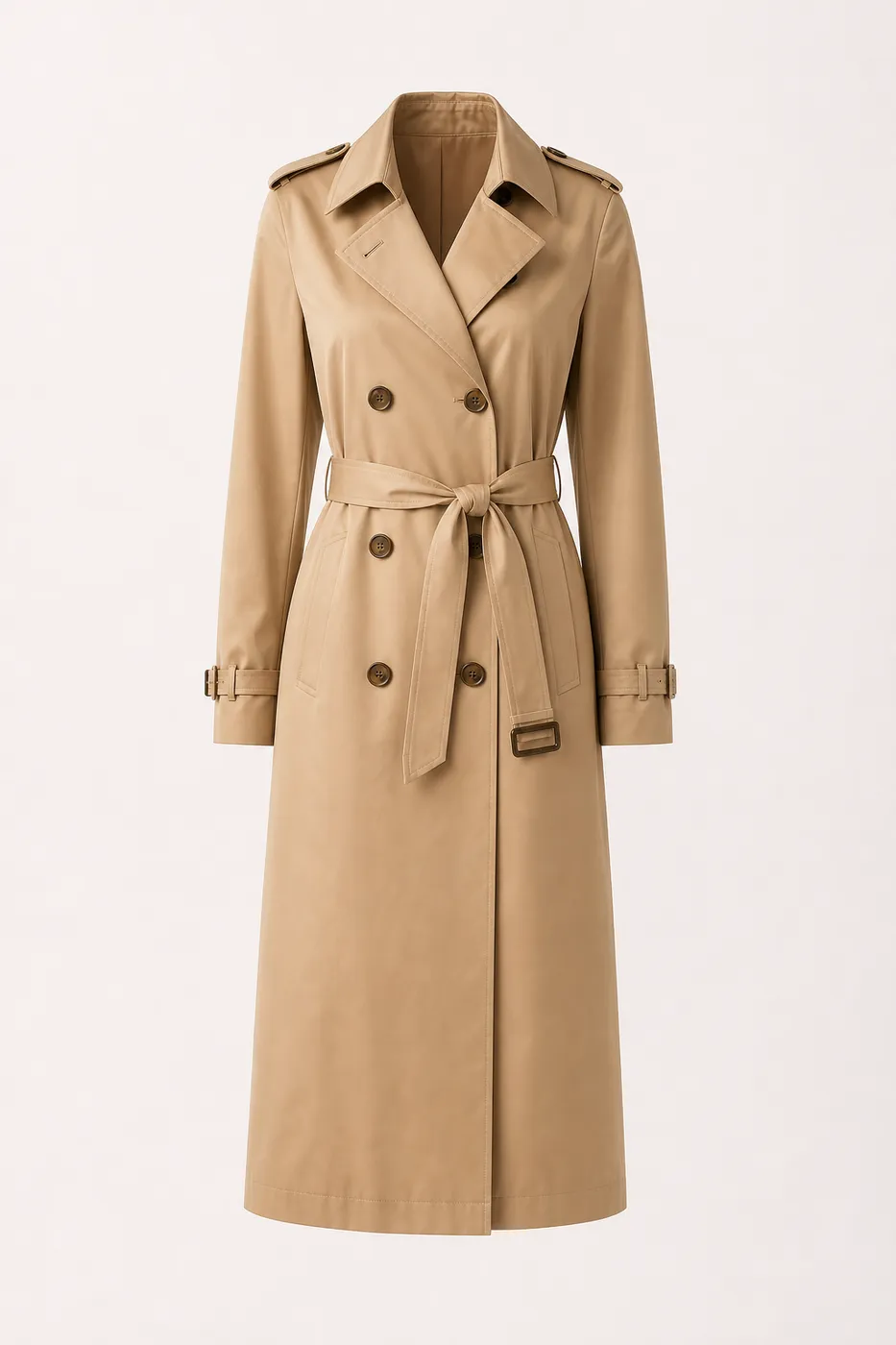 Iconique Trench Long en Coton Enduit Essentiel